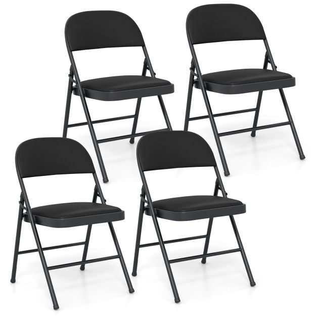 Chaises pliantes Coast avec revêtement – Lot de 4 – 47 x 45 x 79 cm – Noir