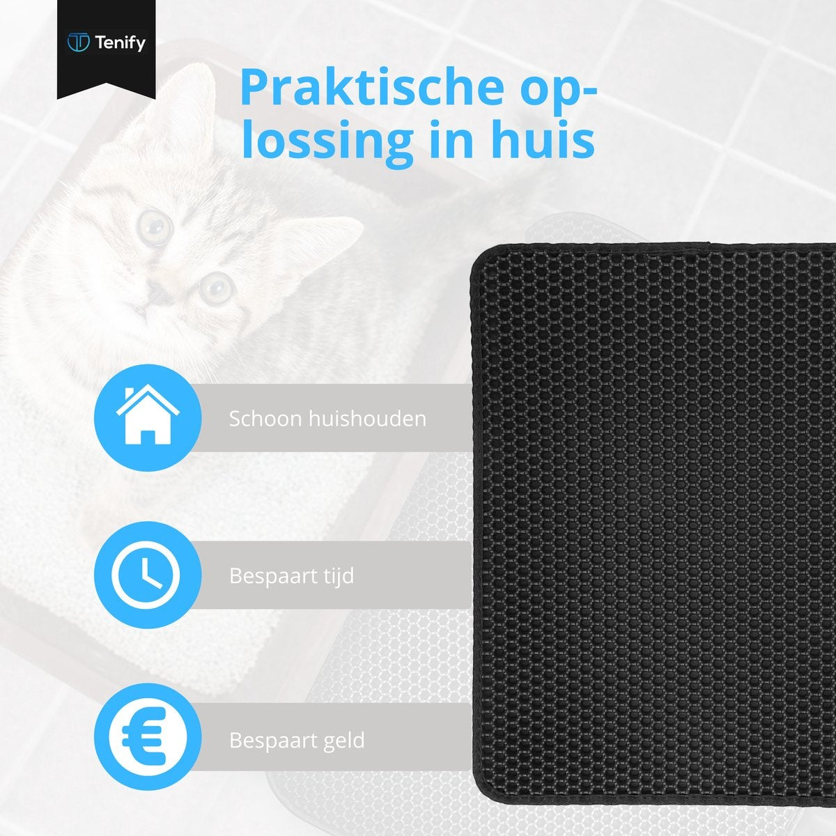 Tenify Tapis à litière + pelle à litière supplémentaire - 40 x 50 cm - Imperméable - Double couche - Structure en nid d'abeille - Tapis de promenade - Tapis
