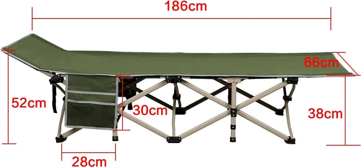 Lit de camp pliable Yaheetech, capacité de charge de 150 kg, avec sac de transport – vert militaire – métal et polyester
