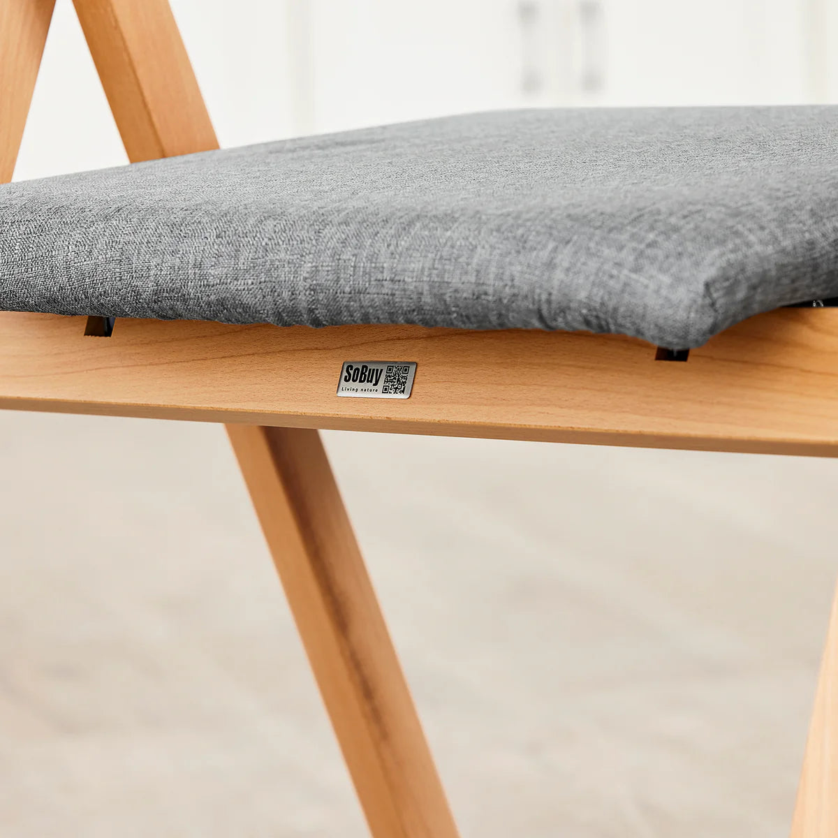 SoBuy FST98-HG Chaise de salle à manger pliable en bois avec coussin - Chaise pliable en hêtre massif - Gris