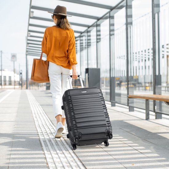 Trolley Travel Case Set / Suitcase Set Rome - 4-Piece - Black - ABS