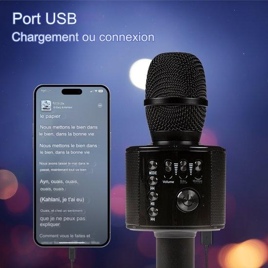 Microphone Karaoke - Auronic - Micro karaoke - Pour enfants et adultes - Bluetooth - Sans fil - avec haut-parleur - Noir