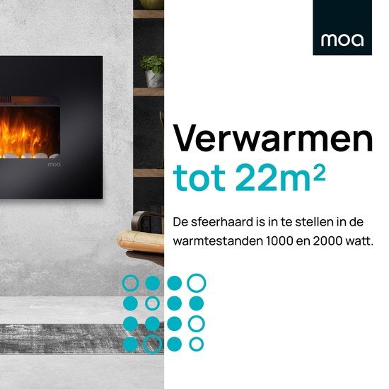 MOA Cheminée électrique - Atmosphere Fireplace - Poêle - Noir - Télécommande - Ambilight - EF201FB
