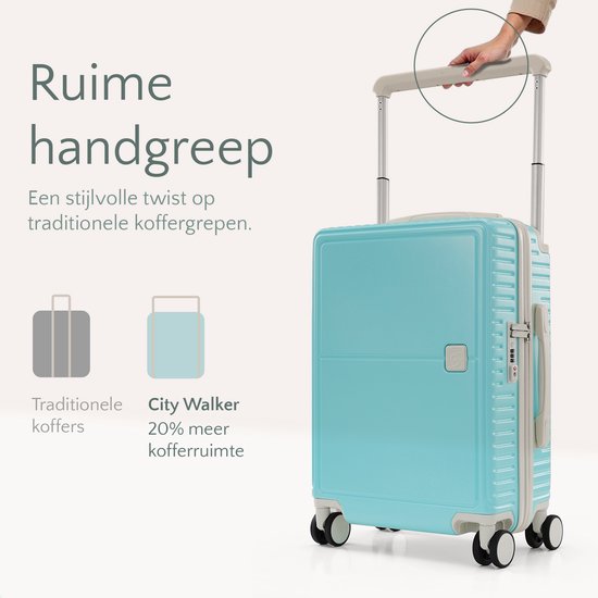 Skycases City Walker - Ensemble de valises 3 pièces | Léger et durable | 20, 24 et 28 pouces | Roues pivotantes à 360° | Verrouillage TSA | Housses de protection incluses - Bleu Tiffany