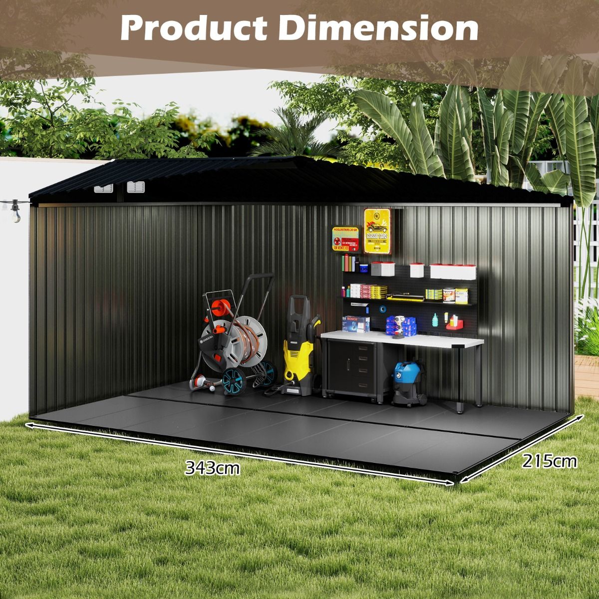 Coast Floorboard Tool Shed - 343 x 215 cm - Gris - Tapis de sol antidérapant pour jardin et terrasse