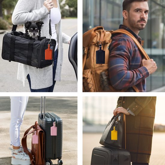 EverNeeds Etiquette de bagage - Etiquette de bagage pour valises - Etiquettes de bagage - Cuir PU - Rose - 2 pièces