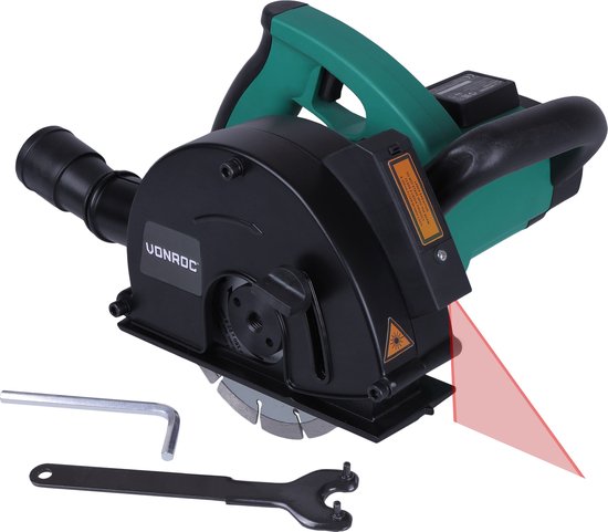 VONROC Wall Router - Trancheuse + laser - 1700W - Ø150MM - Incluant 2 disques diamantés & adaptateur pour aspirateur