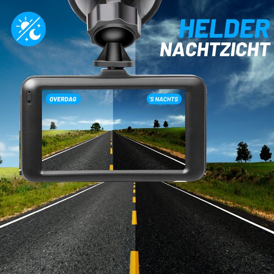 VERTREX Dashcam pour voiture 1080P Full HD - Avant et arrière - Caméras de bord - Vision nocturne - Capteur G - Objectif grand angle 170° - LCD 3.0" - Détection de mouvement - Enregistrement en boucle - Inclus une carte 32GBSD LCD - Détection de mouvement