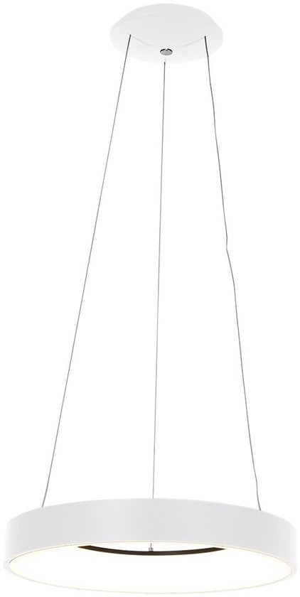 Suspension Ringlede 2695W blanche, ronde, 48 cm, hauteur réglable électriquement, en plastique et métal, Steinhauer Modern