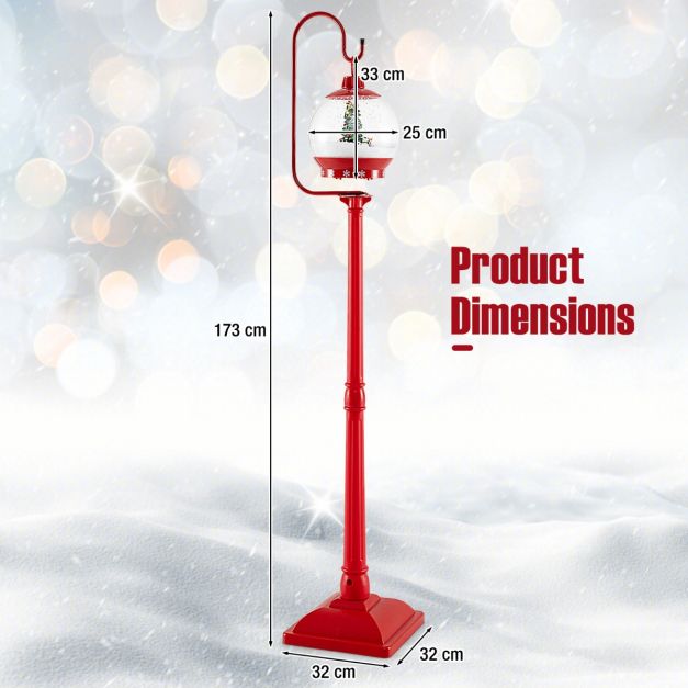 Coast Christmas Lantern Pole - Boule de neige - Effets sonores - 32 x 32 x 173 cm - Rouge
