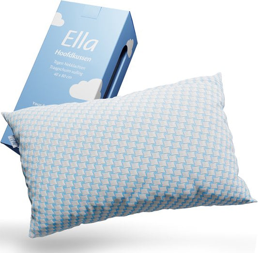 Ella® Oreiller de tête Douleurs cervicales 40 x 80 cm - Oreiller en bambou - Mousse à mémoire de forme / Rembourrage en mousse à mémoire de forme - Ergonomique et orthopédique - Taie d'oreiller incluse