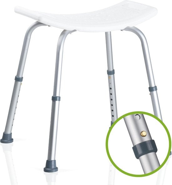 Chaise de douche antidérapante - Vivamore - Hauteur réglable - Max. 150 kilos