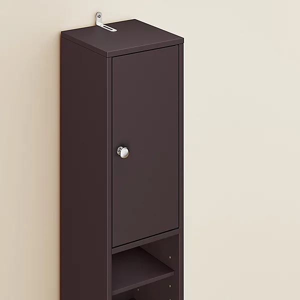 SoBuy Meuble de salle de bain haut et étroit - Meuble de rangement compact avec 6 étagères réglables et un tiroir - 20x20x180 cm - Marron