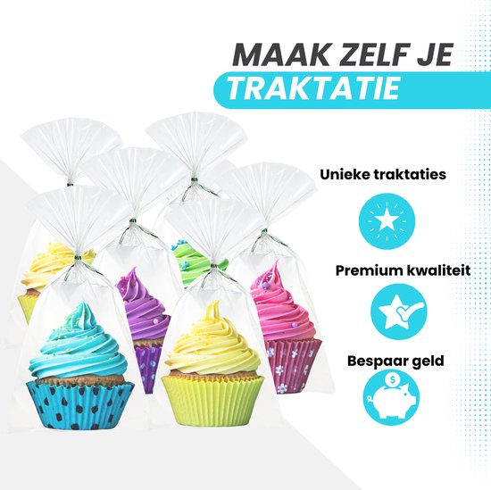Feestio Party Bags Transparent - Treat Bags children's party - Cellophane bags - Candy bags - gift bags
