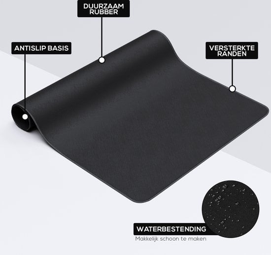 WURK Tapis de bureau professionnel en caoutchouc - Organisateur de bureau - Accessoires de bureau - Tapis de souris XXL- Inclut un clip de câble - 120x60 - Noir