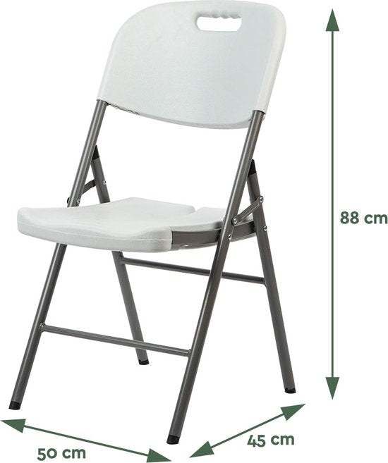BRASQ Chaise pliante blanche - Chaise pliante - Chaise pliante 45x50x88 cm - PVC - Chaise de salle à manger