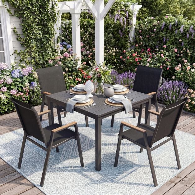 Coast Garden Chairs Set of 2 Grey - Chaises de terrasse empilables avec dossier haut - 56 x 66 x 88 cm