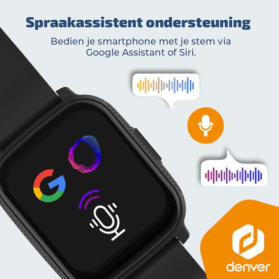 Montre connectée Denver - Android iOS - Notifications - Montre de sport - Cardiofréquencemètre - Oxymètre - Moniteur de sommeil - SWC184B - Noir
