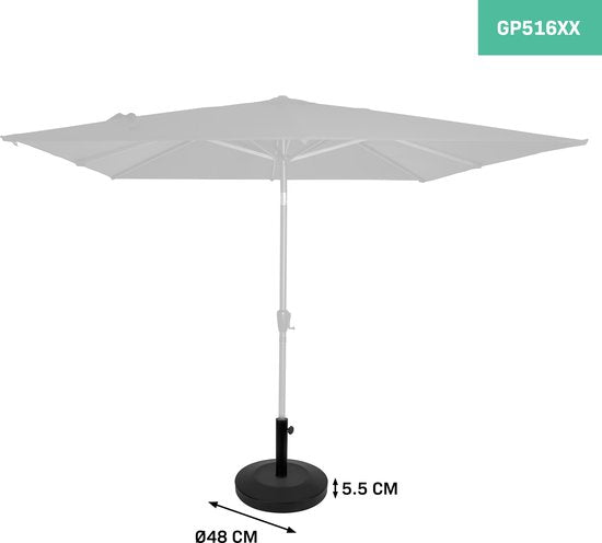 VONROC Base de parasol ronde - 25kg - Béton et acier peint par poudrage - Convient aux mâts de diamètre 35/38/48mm - Pour parasol VONROC Rosolina, Recanati, Rapallo & Torbole
