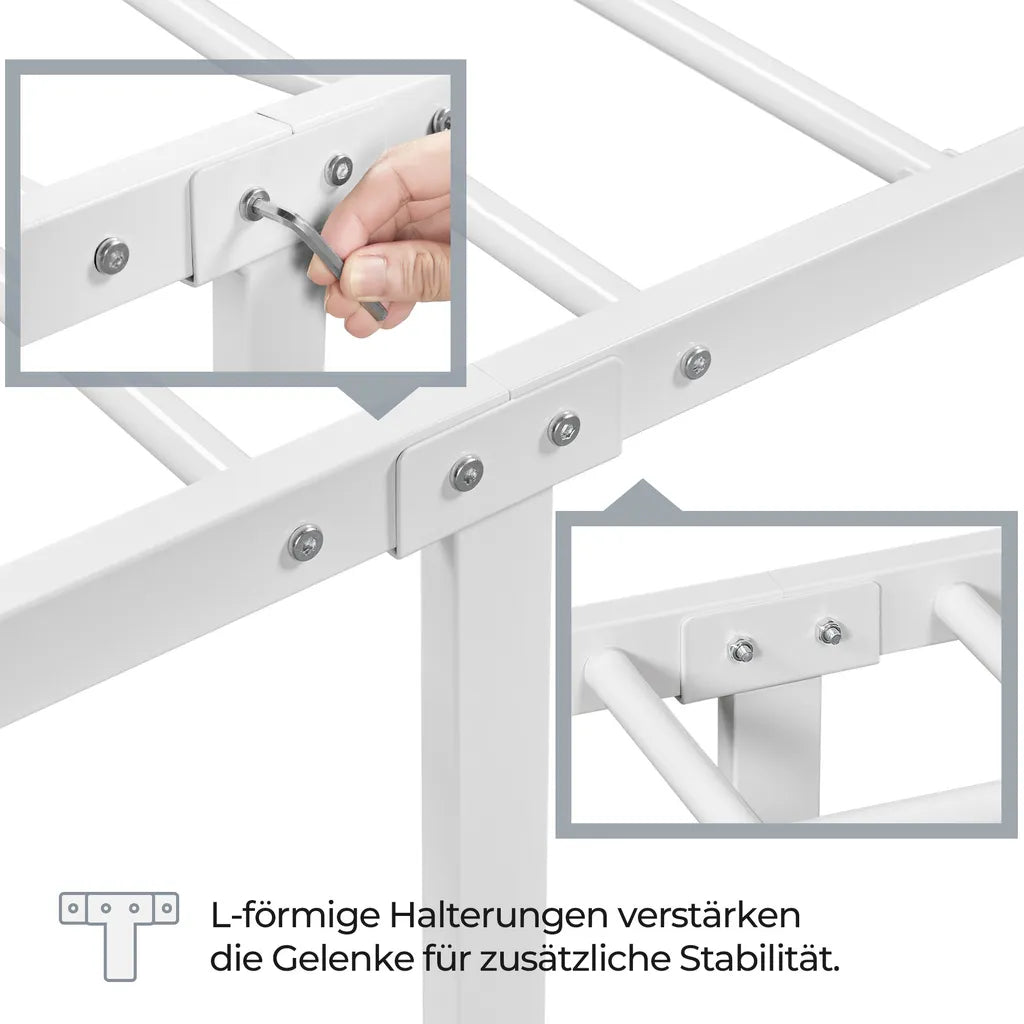 Yaheetech Cadre de lit en métal blanc - 90 x 200 cm - Tête de lit motif nuage - 207.5 x 96.5 x 88.5 cm