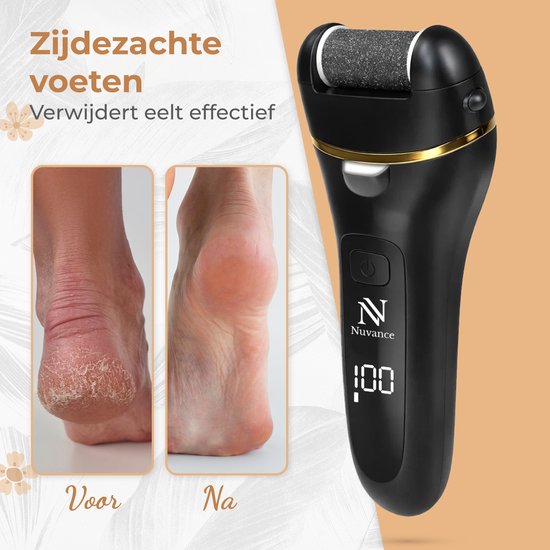 Appareils de désincrustation Nuvance - Kit de pédicure électrique - 18 pièces - Désincrustateur électrique - Lime à pieds - Professionnel - Noir