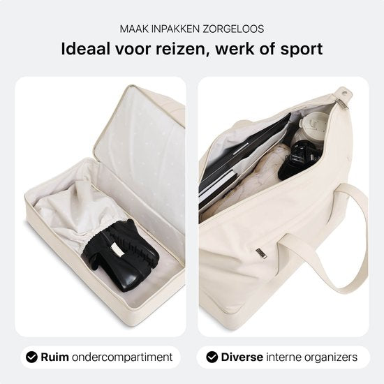 ONYX The Weekender Sac de voyage pour femmes et hommes - Sac de week-end 50 L - Sac de voyage en tant que bagage à main - Blanc ivoire