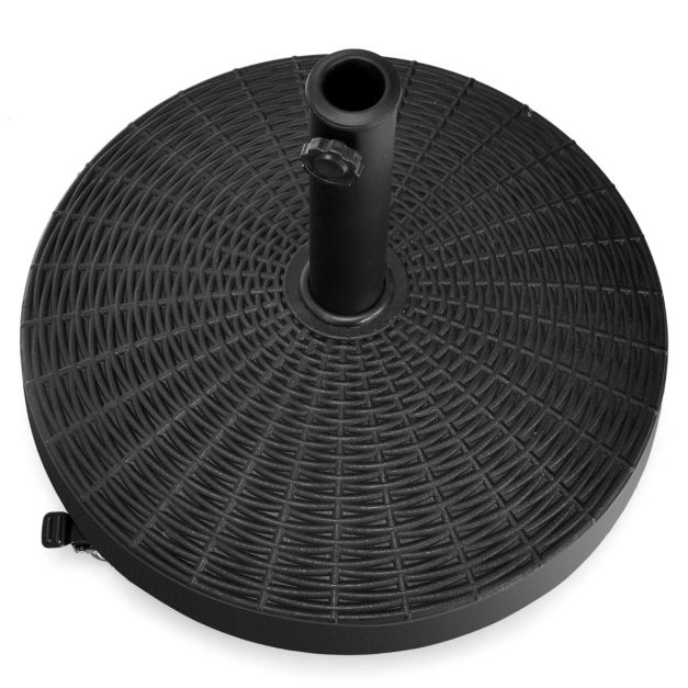 Pied de parasol à roulettes Coast Black - 23 kg, Ø52 cm, Hauteur 43.5 cm - Convient aux tiges de parasol de 38/48 mm