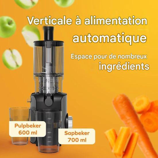 KitchenBrothers Extracteur de jus - Vertical - Presse-agrumes - Presse-légumes et fruits - 126 mm - 750 ml - Noir