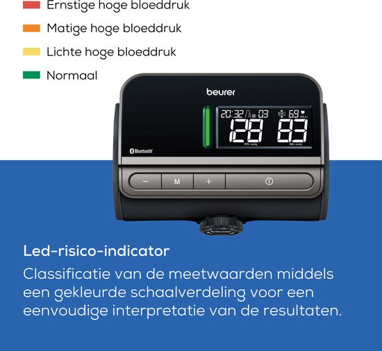 Tensiomètre Beurer BM 81 Smart pour le bras - Brassard EasyLock intégré 24-40 cm - Bluetooth® - Indicateur de risque - Technologie d'inflation - Mémoire pour 2 utilisateurs - Rythme cardiaque irrégulier - Application gratuite : Health Manager pro - Garant