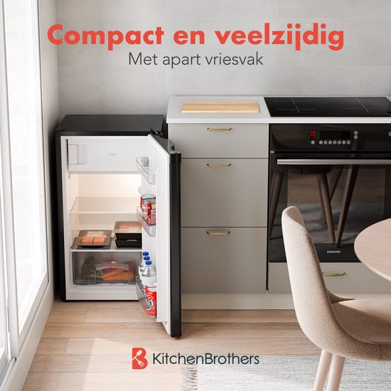 KitchenBrothers Réfrigérateur - 81L - Réfrigérateur de table avec congélateur - Glacière - Frigo - Pose libre - Noir