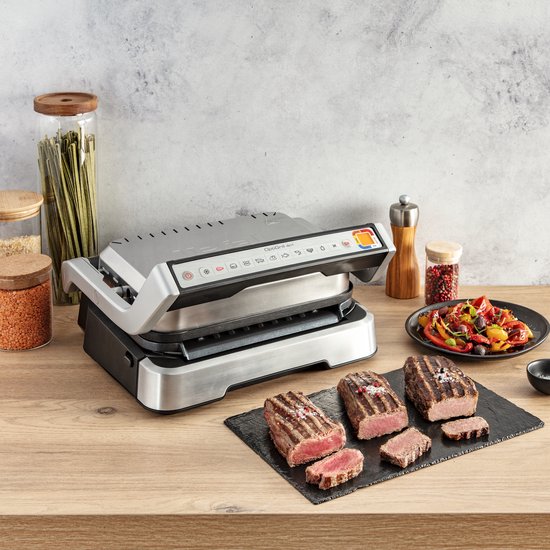 Tefal OptiGrill 4-en-1 GC774D - Gril de table intelligent - Plateau de cuisson inclus - 9 programmes automatiques - Indicateur de cuisson - 2100 W