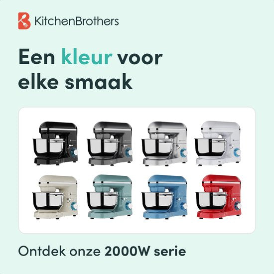 KitchenBrothers Robot de cuisine - Robot de cuisine - 6.2L - Mixeur avec bol de mixage - Mixeur de cuisine - 2000W - Vert Pastel