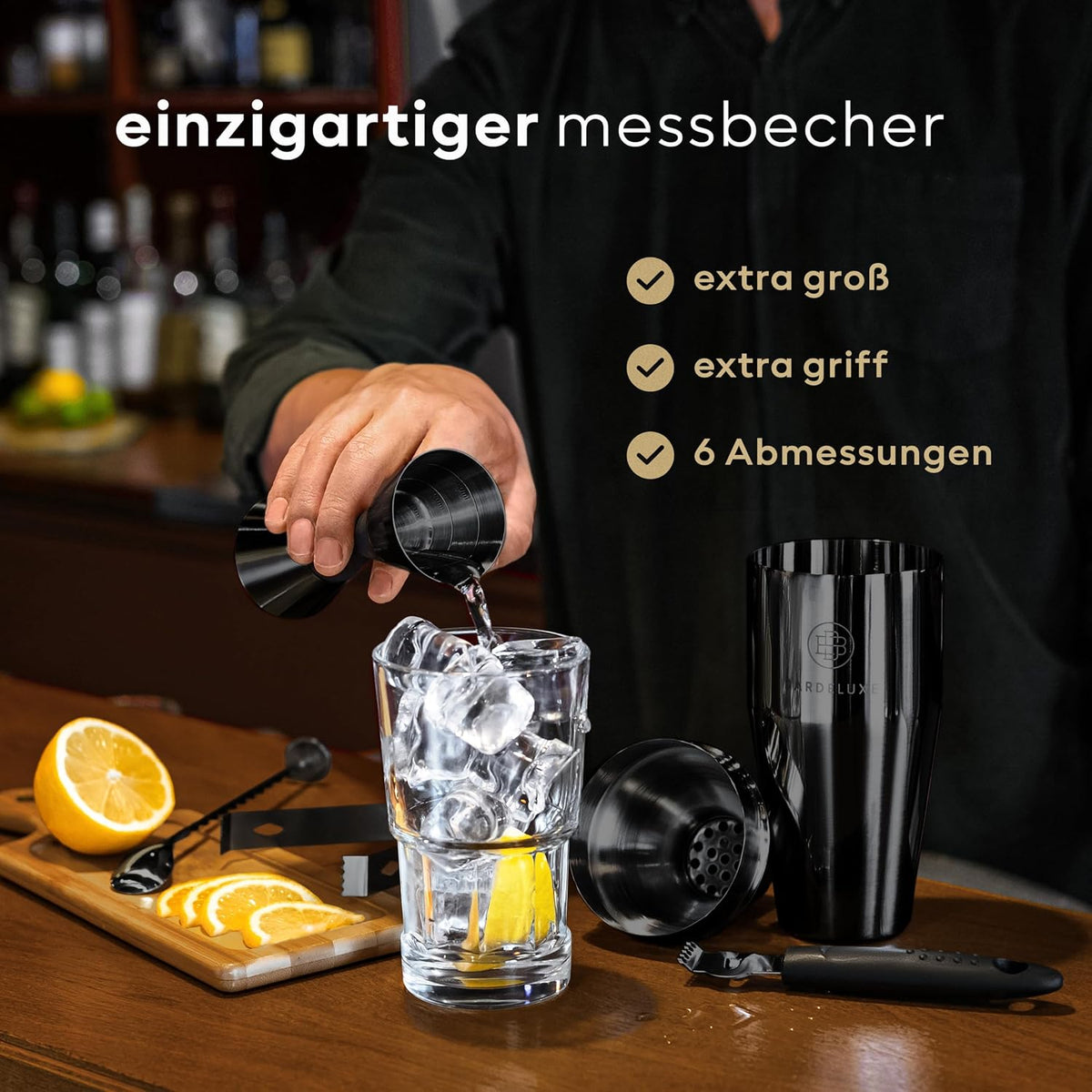 Ensemble à cocktails BarDeluxe 12 pièces - Shaker en acier inoxydable 750 ml