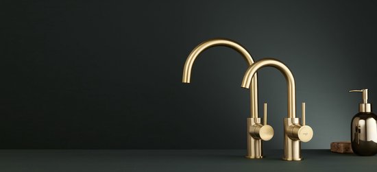 Mitigeur de cuisine Regn Luxe avec ColdStart – Économe en énergie et élégant – Bec haut (31,5 cm) – nickel brossé
