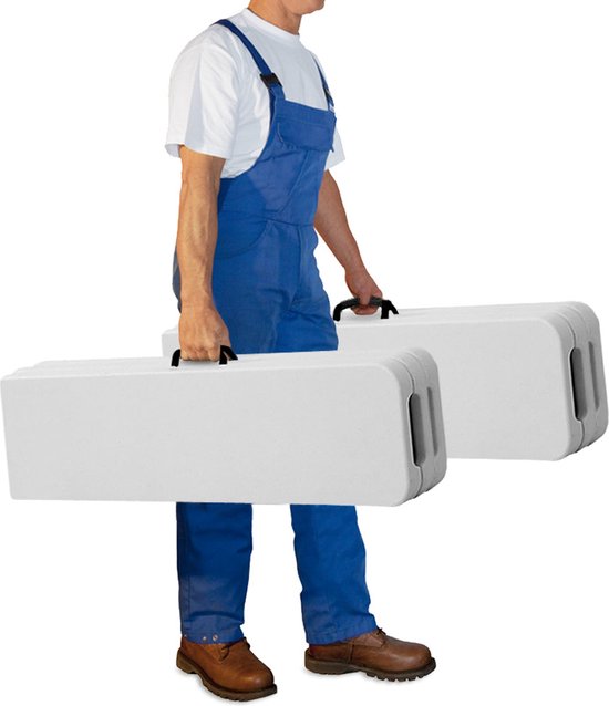 Banc de jardin pliant - 8 places - Banc pique-nique - Lot de 2 pièces - Blanc