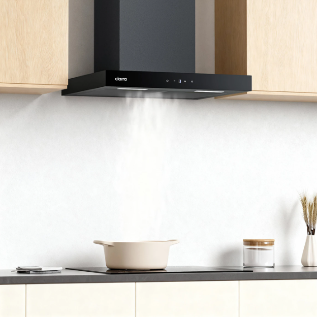 Hotte murale Ciarra CBCB6102 - 60 cm - Application Wi-Fi - 650 m³/h - A+++ - Noir