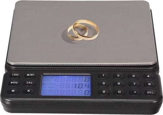 Perel Balance de précision, numérique, 0,1 g à 2 kg, fonction tare, arrêt automatique, écran LCD rétro-éclairé