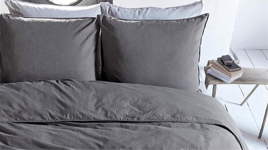 vtwonen Natural Stone housse de couette - Lits-Jumeaux XL - 260x200/220 - Anthracite