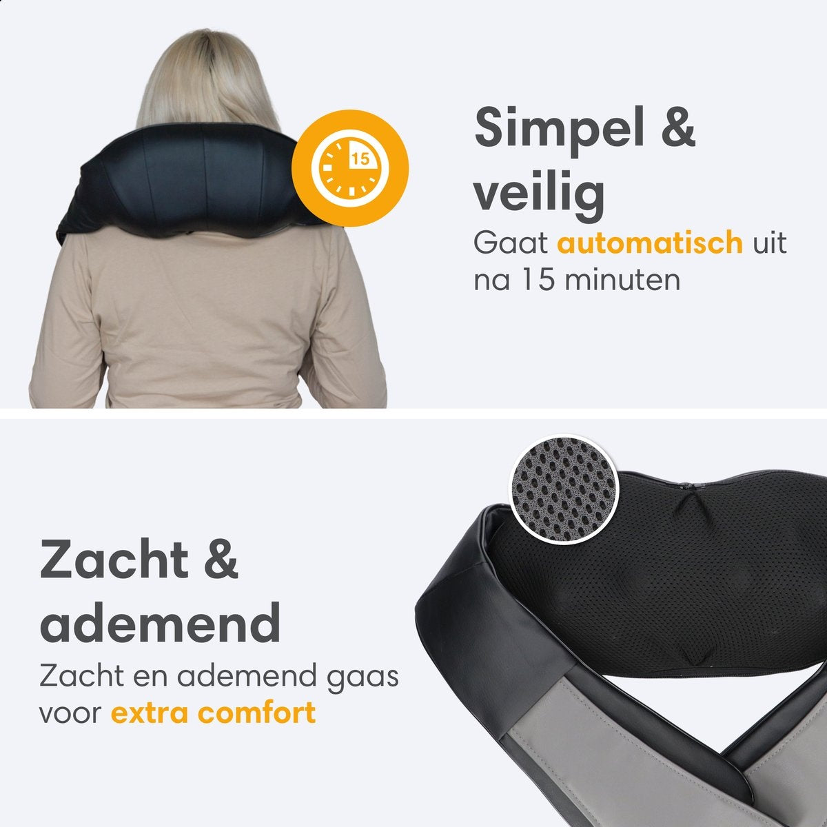 Masseur - Lifeproducts - Coussin de massage Shiatsu - Masseur de cou et dos avec fonction chaleur