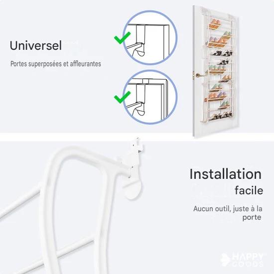 Happy Goods - Support à chaussures XXL - 40 paires de chaussures - Support de rangement - Porte émoussée et opaque - Armoire à chaussures - Support à chaussures suspendu - Métal - Rangement suspendu - Système de rangement de chaussures - Armoire à chaussu