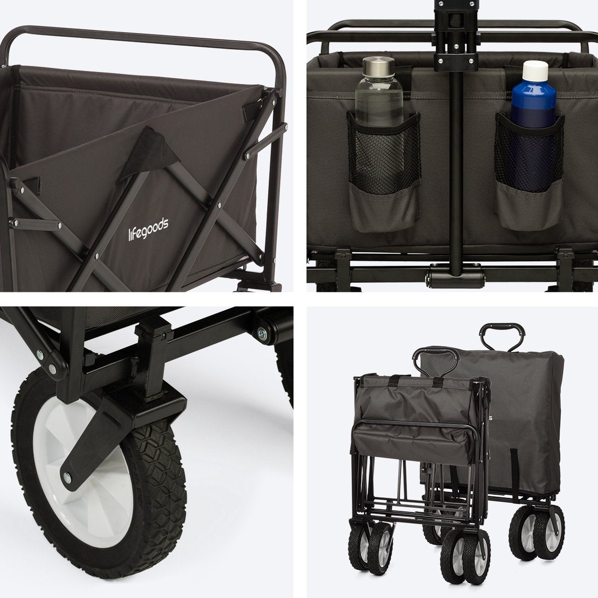 Chariot pliable LifeGoods roues pivotantes 70 kg gris