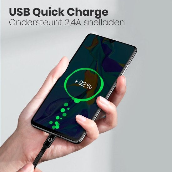 Auronic Câble USB-C - 5M - 2,4A - USB C vers USB-A - Nylon tressé - Noir