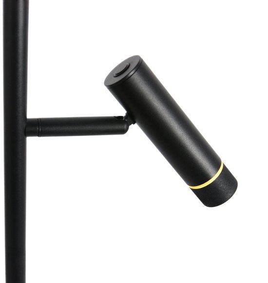 Lampadaire Volari 4711ZW, modèle design noir à 2 lumières de Steinhauer, avec LED « dim to warm », hauteur 157 cm, pied 21 x 21 cm, orientable et inclinable, idéal pour une utilisation en intérieur