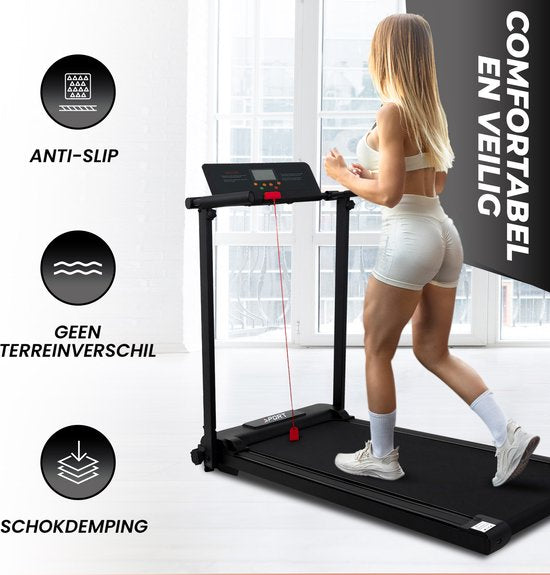 Fitby Treadmill - Tapis de course pliable - Tapis de marche - Bande de marche - 1-10km/h - Ecran LED - Noir