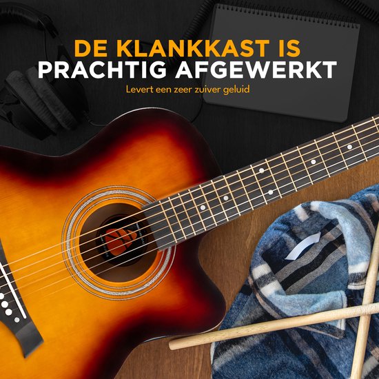 Finesse Acoustic Guitar - with Video Course - 4/4 40" - Western Guitar - Guitare Enfant et Adulte - Sunburst
