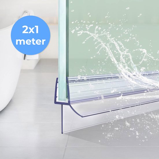 Barre de douche en dessous - 2 bandes - Fixation facile - Obturateur d'eau - Barrière d'eau douche - 8 à 12mm - Luft