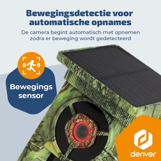 Caméra de surveillance Denver avec vision nocturne et Wi-Fi - 4K Ultra HD - 48 Mpx - Wi-Fi - Application pour smartphone - Écran LCD - Panneau solaire rechargeable - WSW8120 - Modèle 2026