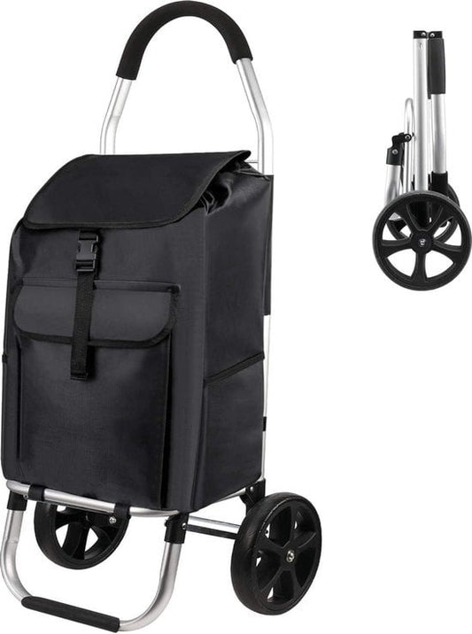 Chariot de courses - Strex - Pliable et à roulettes - Sac imperméable 45 L - Noir