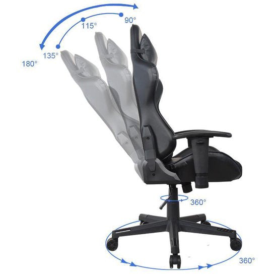 Chaise de jeu Thomas - chaise de bureau gaming racing - ergonomique - noir