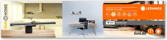 Luminaire LEDVANCE : pour écran d'ordinateur, SunHome Office Light / 2,5 W, 5 V, angle de faisceau : 11°, Tunable White, 22… 5 K, matériau du boîtier : plastique, IP2-